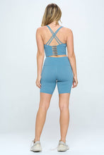 Blue Activewear Biker Shorts Set