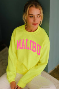Neon Yellow Malibu Graphic Sweatshirt