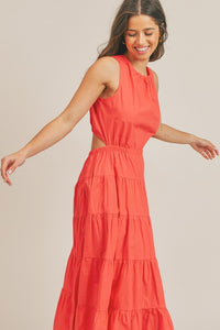 Orange Maxi Cutout Dress With Pockets