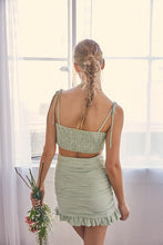 Green Clam Shape Smocking Top & Shirring Skirt Set