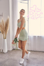 Green Clam Shape Smocking Top & Shirring Skirt Set