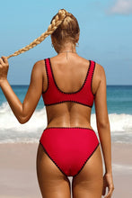 Red Crop Top High Cut Two Piece Swimsuit Sets