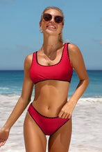 Red Crop Top High Cut Two Piece Swimsuit Sets