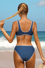 Blue Crop Top High Cut Two Piece Swimsuit Sets