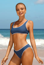 Blue Crop Top High Cut Two Piece Swimsuit Sets