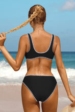 Black Crop Top High Cut Two Piece Swimsuit Sets