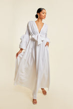 White V Neck Tie Up Maxi Dress