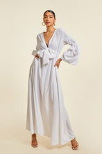 White V Neck Tie Up Maxi Dress