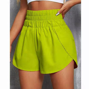 Lime Green Elasticized Waist Active Wear Shorts