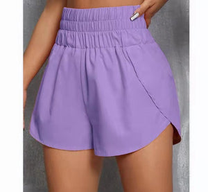 Purple Elasticized Waist Active Wear Shorts