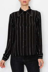 Black Button-up Blouse In A Semi-sheer Fabric