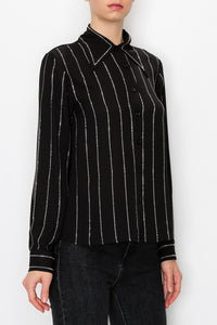 Black Button-up Blouse In A Semi-sheer Fabric