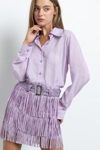 Light Purple Button-up Blouse In A Semi-sheer Fabric
