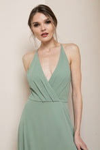 Green Surplice Chiffon Maxi Dress With Slit