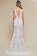 Ivory/Blush Sleeveless Mermaid Dress With Cut Out Back
