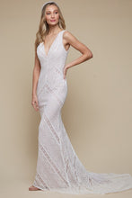 Ivory/Blush Sleeveless Mermaid Dress With Cut Out Back