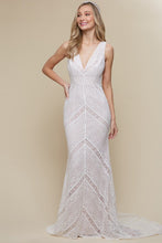 Ivory/Blush Sleeveless Mermaid Dress With Cut Out Back