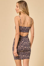 Cutout Back Floral Print Mini Dress