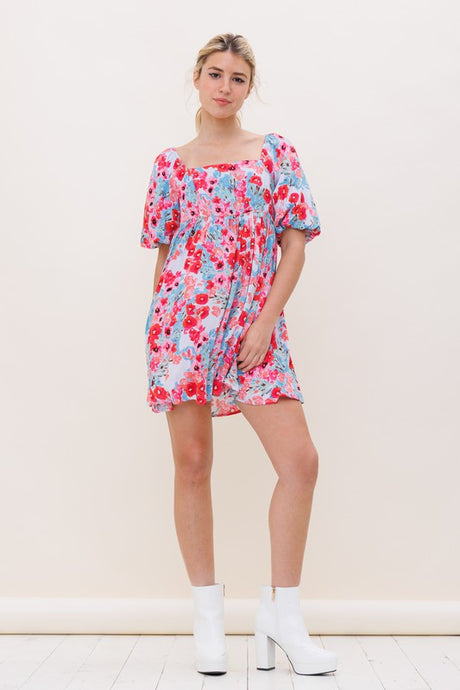 Pink Mini Floral Dress