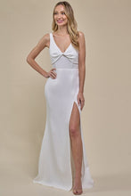 Ivory Sleeveless Slit Maxi Dress With Tie Back