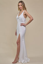Ivory Sleeveless Slit Maxi Dress With Tie Back