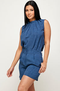Blue Sleeveless Top And Shorts
