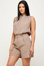 Light Brown Sleeveless Top And Shorts