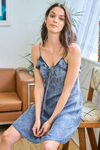 Dark Denim Cinched Cut Out Denim Dress
