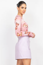 Mauve Butterfly Print Mesh Top