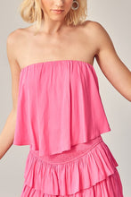 Pink  Tube Top Ruffle Dress With Shorts