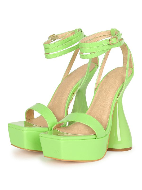 Green Womens Platform Heel Sandal