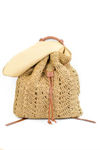 Khaki Woven Straw Backpack