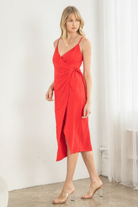 Textured Solid Wrap Dress