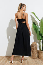 Black Strap Waist Cut-out Maxi Dress