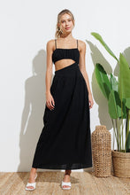 Black Strap Waist Cut-out Maxi Dress