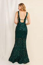 Emerald Long Sequin Halter Top Dress