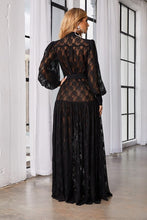 Black Button Front Lace Maxi Dress