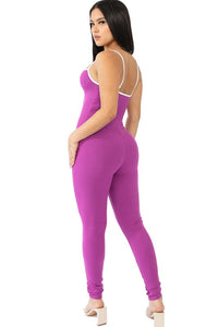Fuchsia Sweetheart Neck Jumpsuit