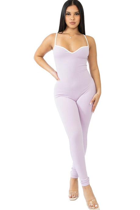 Light Purple Sweetheart Neck Jumpsuit