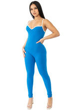 Blue Sweetheart Neck Jumpsuit