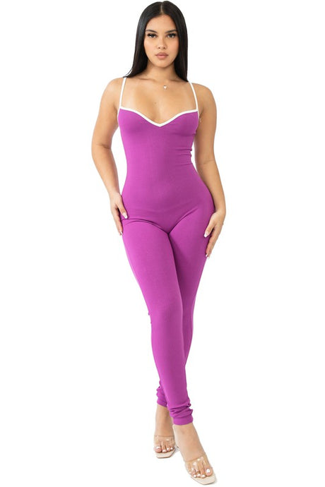 Fuchsia Sweetheart Neck Jumpsuit