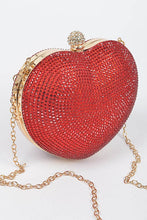 Red Heart Rhinestone Clutch Evening Bag