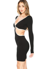 Black/White Mini Snatched Cut Out Long Sleeve Jumpsuits