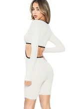 White/Black Mini Snatched Cut Out Long Sleeve Jumpsuits