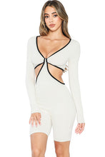 White/Black Mini Snatched Cut Out Long Sleeve Jumpsuits