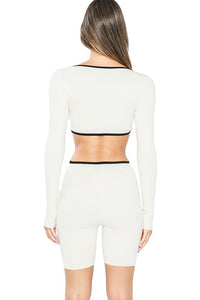 White/Black Mini Snatched Cut Out Long Sleeve Jumpsuits