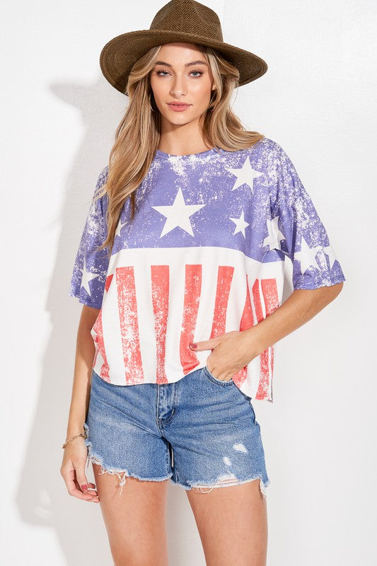 American flag side slit top