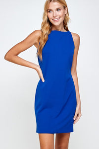 Blue Solid Shift Dress