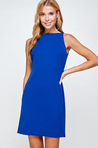 Blue Solid Shift Dress