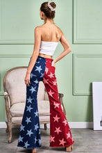 Red/Navy Star Print Bell Bottom Denim Pants